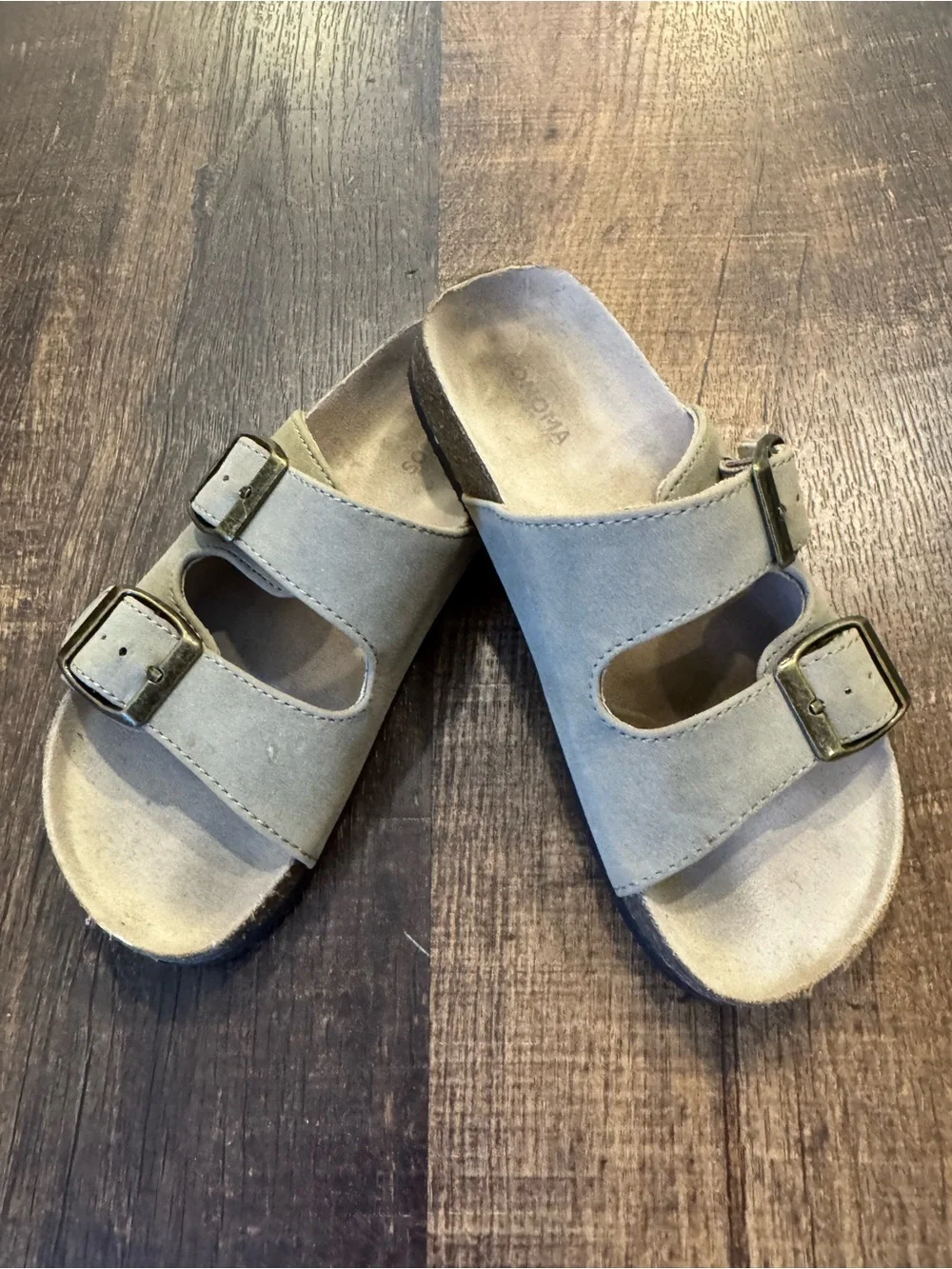 Kids Sonoma unisex Double-Buckle Slide Sandals in beige Suede